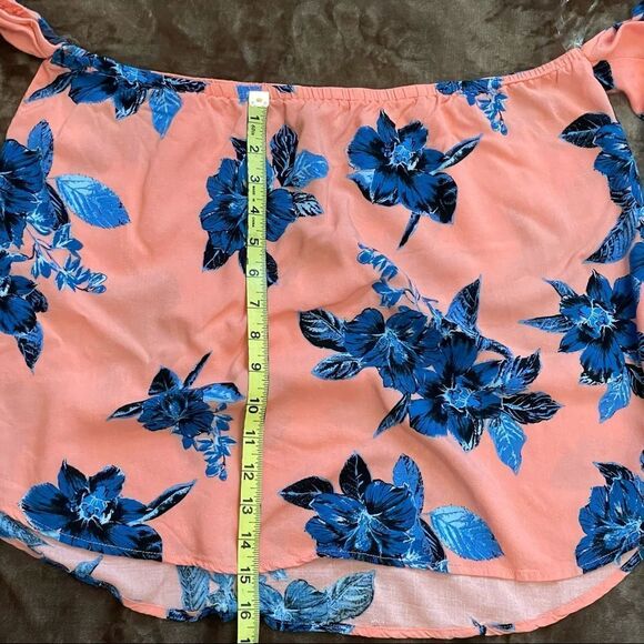 Gypsies & Moondust Off The Shoulder Coral Blue White Blouse Size Large - Picture 9 of 13